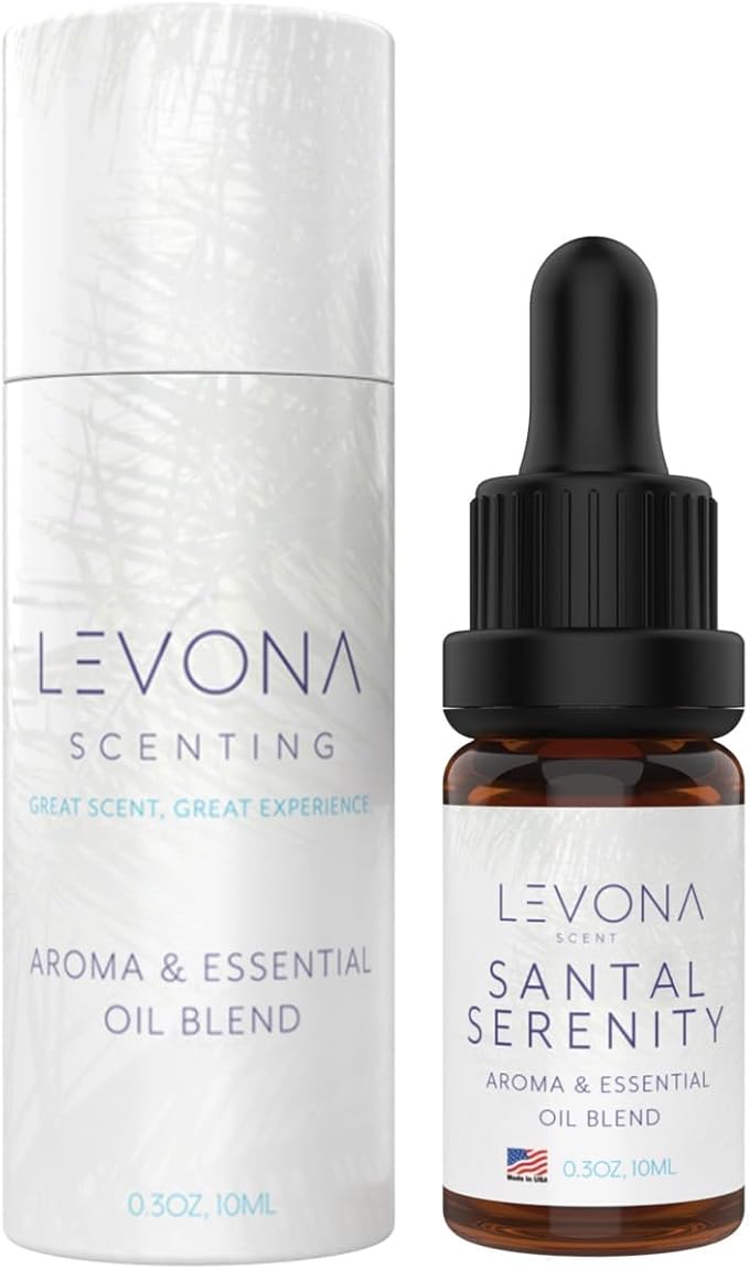 Levona Scent Essential Oils - Scents for Home, Hotel & Office Use - Perfect for Home Diffuser & Humidifiers - Aroma Fragrance Oil, Ideal for Massage, Relaxation, and Spa - Santal Serenity, 10ml LEVONASCENT