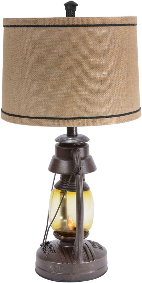 BLACK FOREST DECOR Vintage Lantern Table Lamp - Rustic Cabin Decor for Living Room, Nightstand, Desk - 25.5" x 13" - Bloomnest