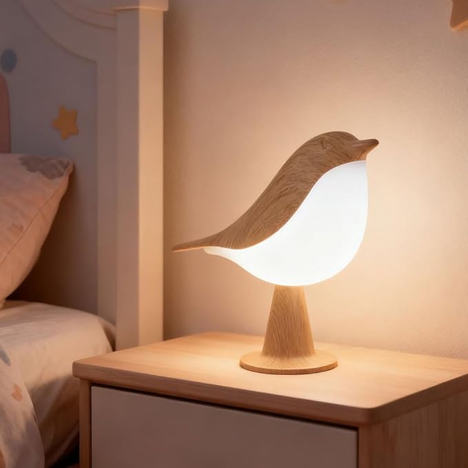 Bird Cordless Table Lamp, Small Cordless Bedside Lamp with 3 Color Temperature, Touch Sensor & Rechargeable Battery - Night Light for Kids, Bedroom, Bedside, Office, and Outdoor Use - Bloomnest