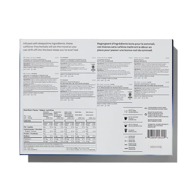 DAVIDsTEA Dreamy Herbals 8‑Tea Gift Set – Variety Box of 8 Caffeine‑Free Herbal Teas – Chamomile, Peppermint & Rooibos Infusions – Tea Sampler, Self‑Care Kit or Sleepytime Tea Collection