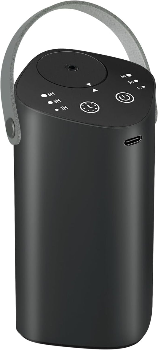 Waterless Essential Oil Diffuser with Handle, Scent Diffuser for Car Home Office Bathroom with Timer, Small Rechargeable Aromatherapy Diffuser, Portable Cordless Aroma Car Diffuser, Black - Bloomnest