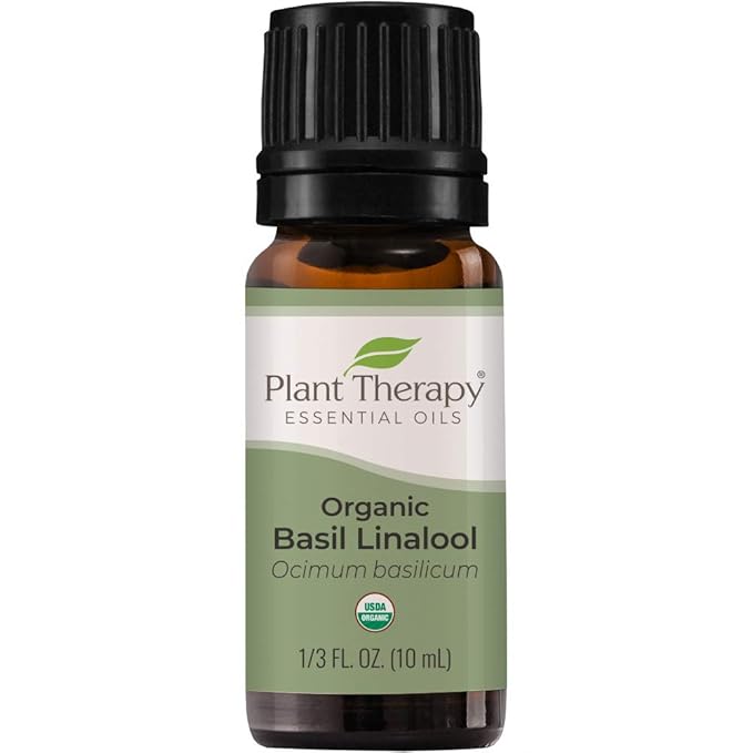 Plant Therapy USDA Certified Organic Basil Linalool Essential Oil 10 mL (1/3 oz) 100% Pure, Therapeutic Grade - Bloomnest