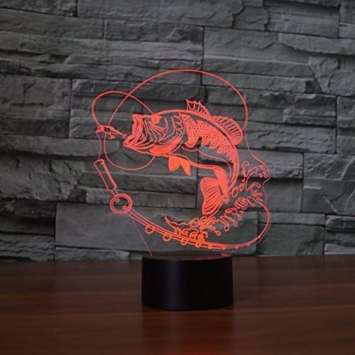 3D Fishing Fish Night Light Lamp Illusion Night Light 7 Color Changing Touch Switch Table Desk Decoration Lamps Gift Acrylic Flat ABS Base USB Cable Toy - Bloomnest