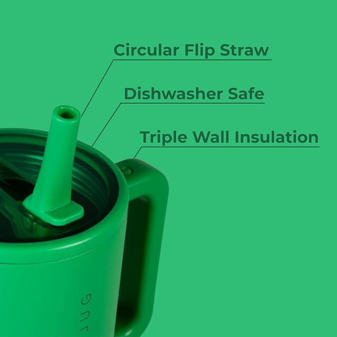 HydroJug Traveler - 32 oz Water Bottle with Handle & Flip Straw - Fits in Cup Holder, Leak Resistant Tumbler-Reusable Insulated Stainless Steel & Rubber Base - Gifts for Women & Men, Clover - Bloomnest