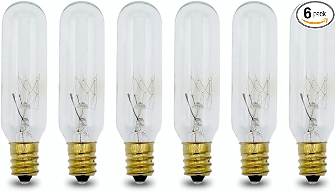 lumenivo 15 Watt Bulbs for Himalayan Salt Lamps 15T6/CL Tubular T6 15 Watt Candelabra Bulb E12 Base Light Bulbs for Exit Signs - Clear - 120V - 6 Pack - Bloomnest
