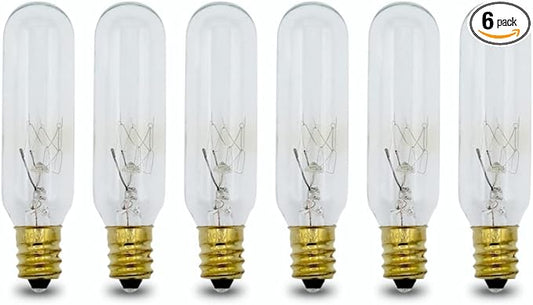 lumenivo 15 Watt Bulbs for Himalayan Salt Lamps 15T6/CL Tubular T6 15 Watt Candelabra Bulb E12 Base Light Bulbs for Exit Signs - Clear - 120V - 6 Pack - Bloomnest