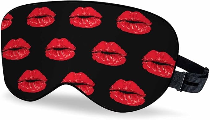 Lips Sleep Eye Mask Kiss Romantic Red Lipstick Love Men Women Sleep Mask with Adjustable Strap Eye Cover Eye Shade for Travel, Nap,Meditation - Bloomnest