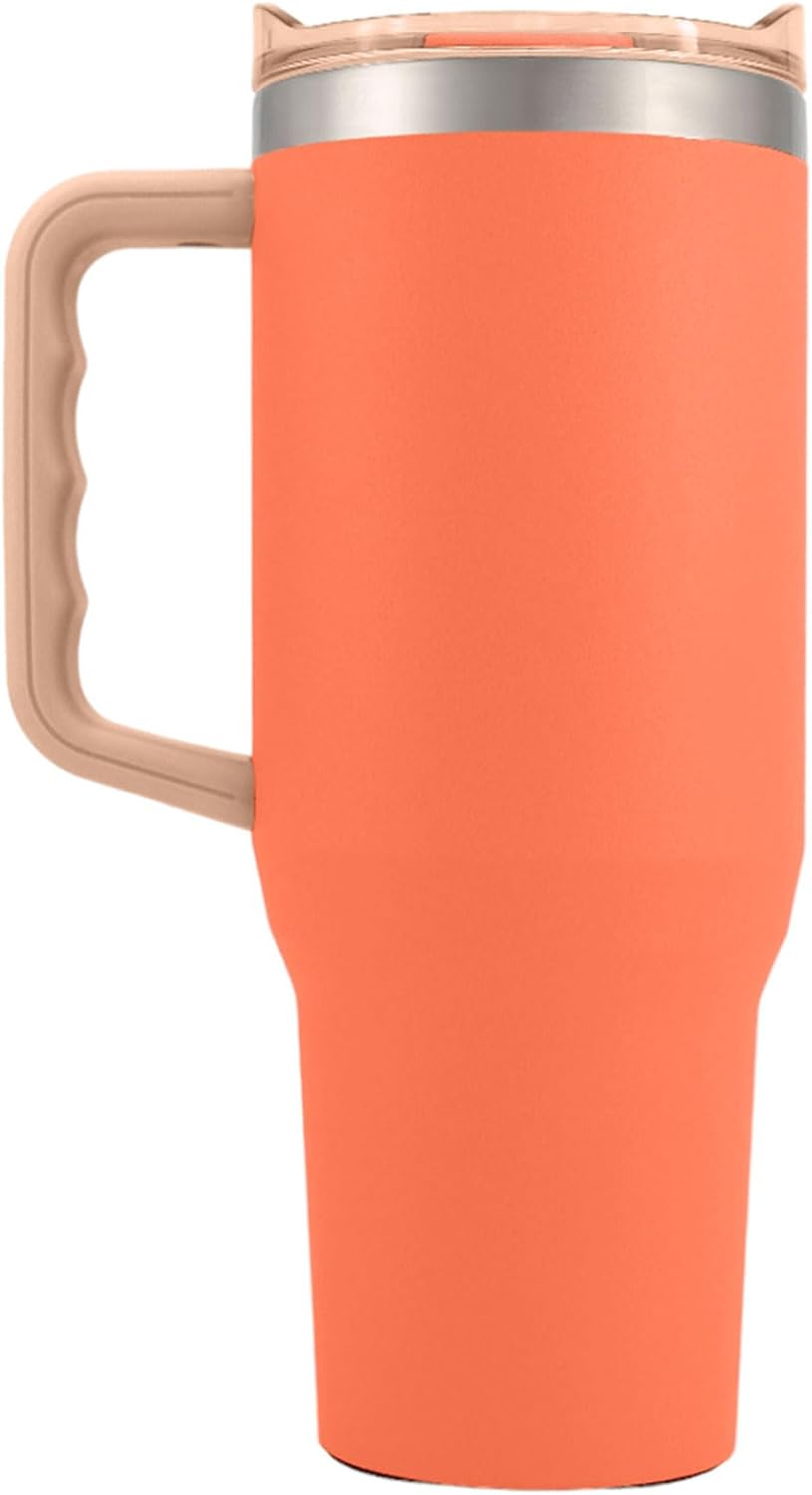 Yukon Outfitters Fit Forty 40oz Double Wall Vacuum Insulated Stainless Steel Tumbler with Reusable Straw & Ergonomic Handle | For Hot or Cold Beverage, Apricot Crush