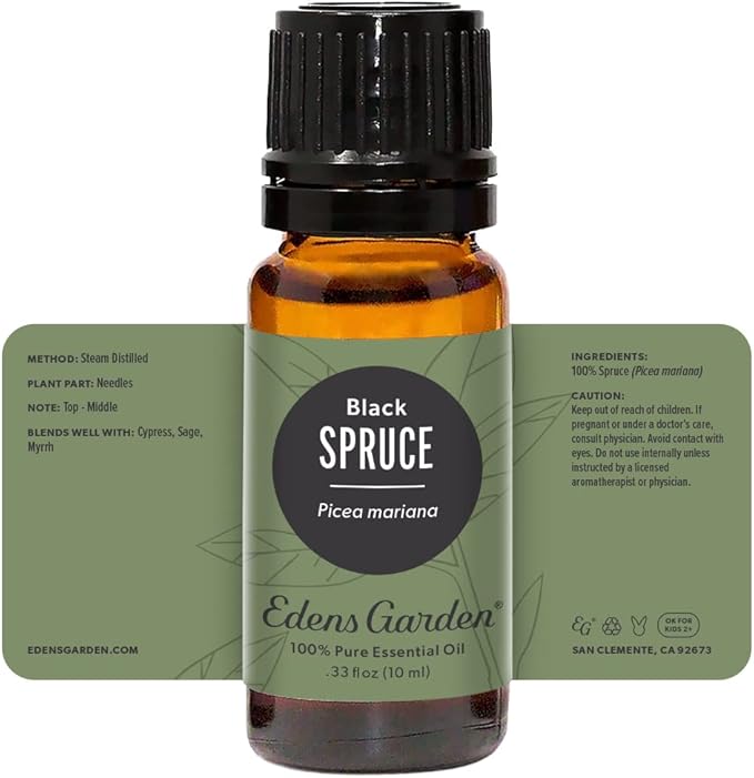 Edens Garden Spruce- Black Essential Oil- 100% Pure Premium Grade, Undiluted, Natural, Therapeutic, Aromatherapy, The Best for Diffuser, Skin, Candle, Humidifiers 10 ml (.33 fl oz) - Bloomnest