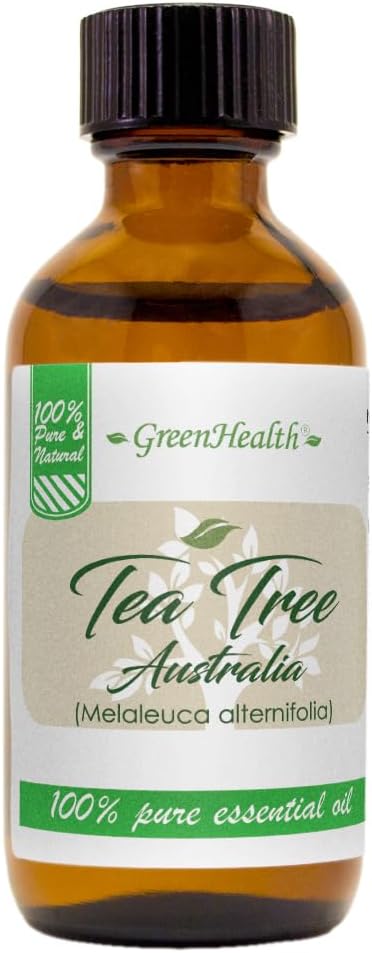 Tea Tree (Australia) Essential Oil – 2 fl oz (59 ml) Amber Glass Bottle w/Cap – 100% Pure Essential Oil – GreenHealth Greenals