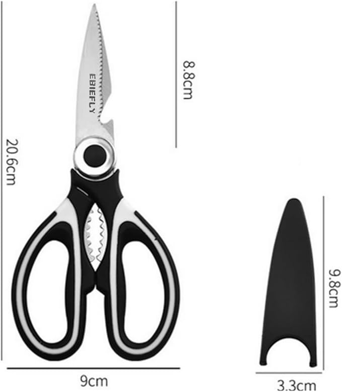 Kitchen Scissors Utility Chopping Scissor Professional Shears for Meat Cutting Sharp Kitchenaid Shears Multipurpose Scissor for Food Outdoor BBQ No Rust + 100 Pcs Plastic Gloves Disposable - Bloomnest