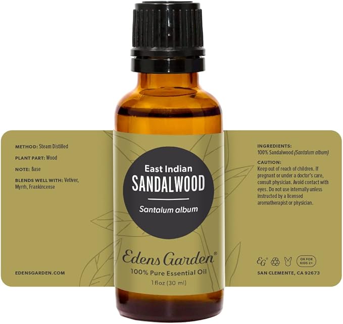 Edens Garden Sandalwood- East Indian Essential Oil- 100% Pure Premium Grade, Undiluted, Natural, Therapeutic, Aromatherapy, The Best for Diffuser, Face, Hair, Humidifiers 30 ml (1 fl oz) - Bloomnest