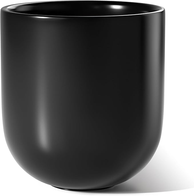 LE TAUCI 12 Inch Pots for Plants, Ceramic Large Planters for Home Garden Patio Office, Indoor Modern Plant Pots with Drainage Hole and Rubber Plug, Black - Bloomnest