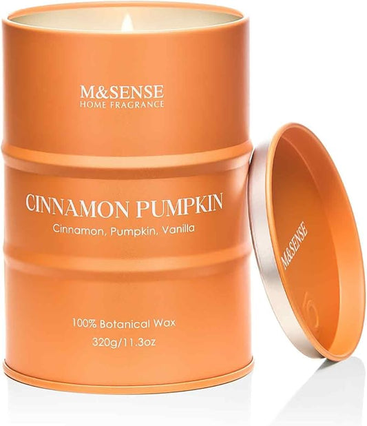 M&SENSE Cinnamon Pumpkin Scented Candles Natural Non Toxic, Aromatherapy Candle for Stress Relief Meditation Relaxing, Housewarming Gifts for Women Men, 11.3oz 70 Hour Long Burning - Bloomnest