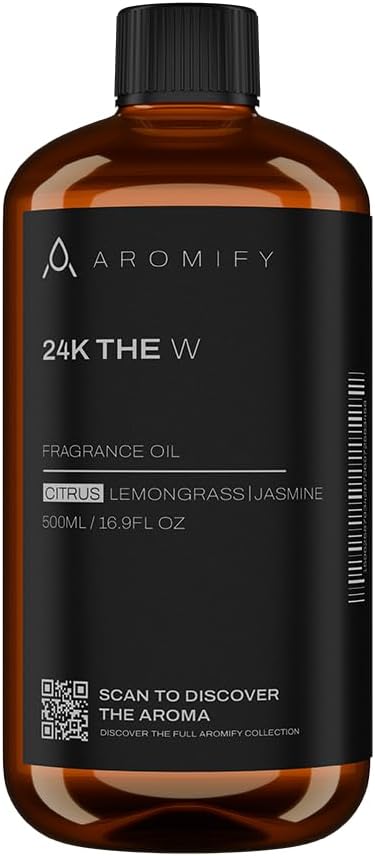 24K The W Diffuser Oil, 16.9 FL Oz 500 mL, Luxury Hotel Scent for Home, Bathroom, Spa & Office, Natural Essential Oil, Citrus & Lemongrass. - Bloomnest