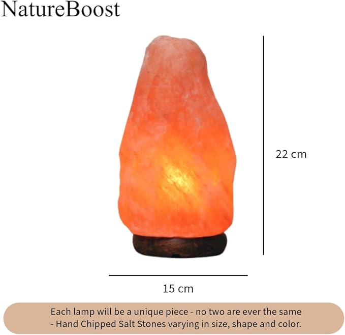 Himalayan Natural Pink Salt Lamp, Hand Crafted I Warm Amber Glow I Dimmer Switch, Wooden Base, (7-9 inches, 8-10 lbs.) Unique Gift Ideas (Natural) - Bloomnest