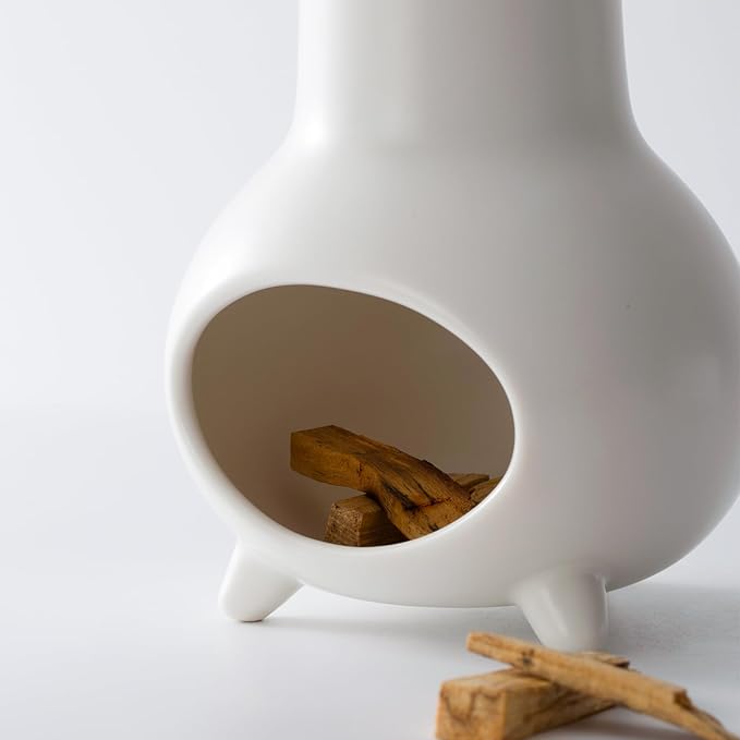 Palo Santo Holder, Handmade Ceramics Incense Burner, Smudge Bowl for Meditation Yoga, Chimeneas Incense Holder, Incense Burner Zen Home Decor (White) IVWOXO