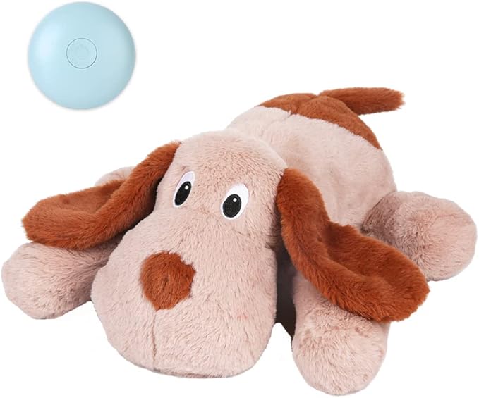 Puppy Heartbeat Toy, Dog Heartbeat Toy for Separation Anxiety Relief, Puppy Toy with Heartbeat Stuffed Animal Anxiety Calming Behavioral Aid Plush Toy for Dogs Cats Pets (Brown) - Bloomnest