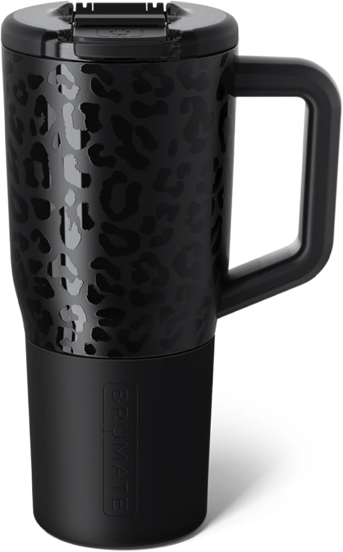BrüMate Müv - 25oz 100% Leak Proof Insulated Coffee Mug with Handle & Lid - Stainless Steel Coffee Travel Mug - Double Walled Coffee Cup (Onyx Leopard) - Bloomnest