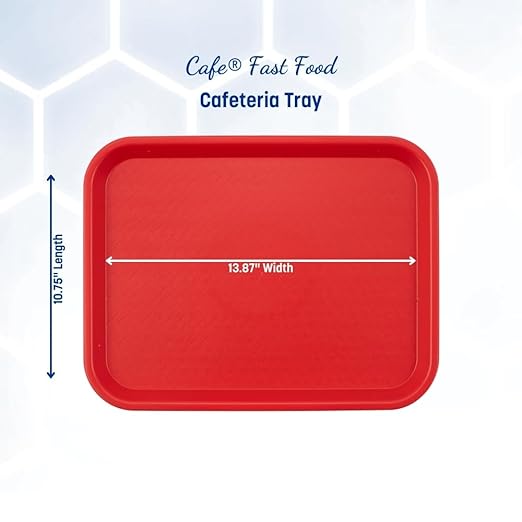 Carlisle FoodService Products CT101405 Cafe Standard Plastic Cafeteria/Fast Food Tray, NSF Certified, BPA Free, 14" Length x 10" Width, Red (Pack of 24) - Bloomnest