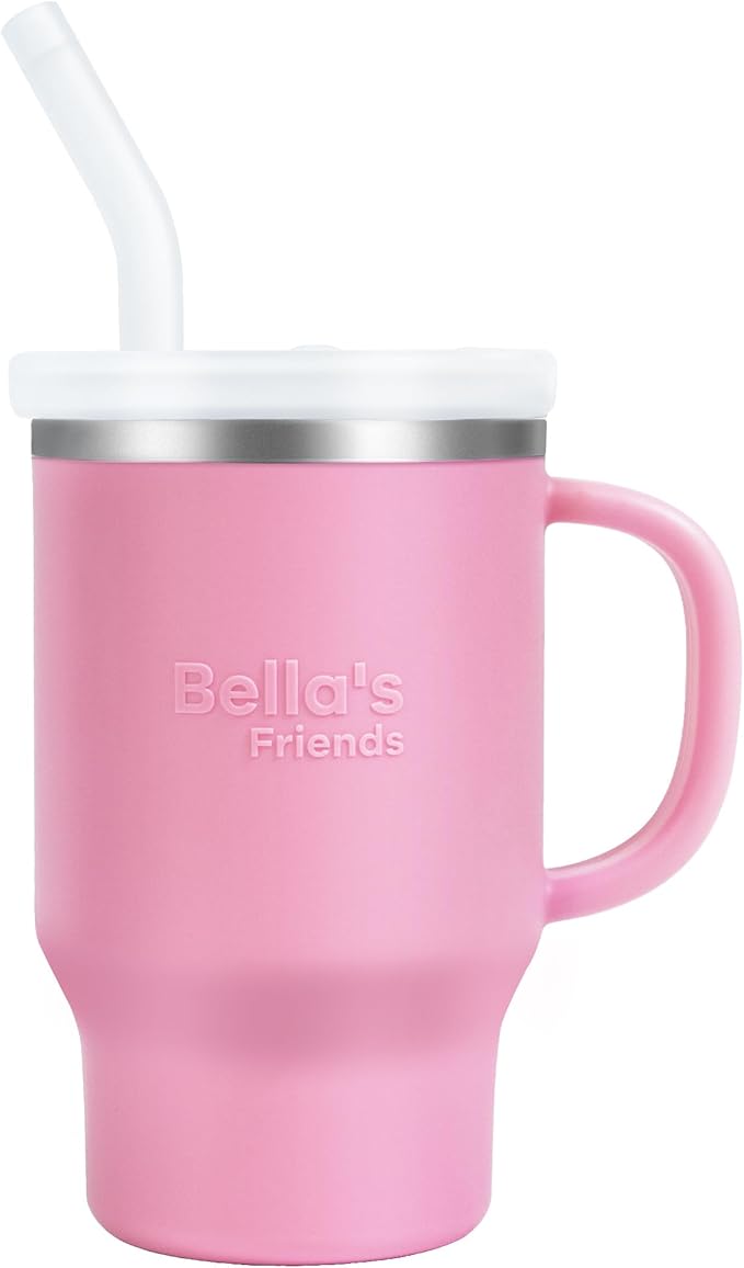 Bella's Friends Handy Mini Tumbler – Adorable 9 oz Sippy Cup for Toddlers 1-3 years old, Flexible Straw, Stainless Interior & Silicone Body, Leak‑Proof, Dishwasher Safe, Ideal for Travel or At Home - Bloomnest