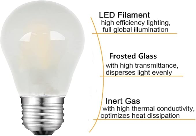 Frosted E26 LED Bulb 25w Equivalent 2700K Warm White 2W LED Light Bulb Dimmable LED Filament Globe Bulb, Short Edison Bulb for Ceiling Fan, Chandelier, Vanity, 6 Pack - Bloomnest