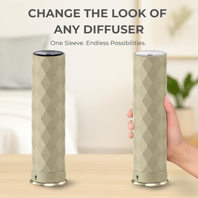 Waterless Essential Oil Hotel Scent Diffuser - Cold Air Diffuser - Covers 1000 sq. ft. - Waterless Diffuser for Home, Office & Hotel (Black + Interchangeable Sleeve) (Black + Mint Green Sleeve) - Bloomnest