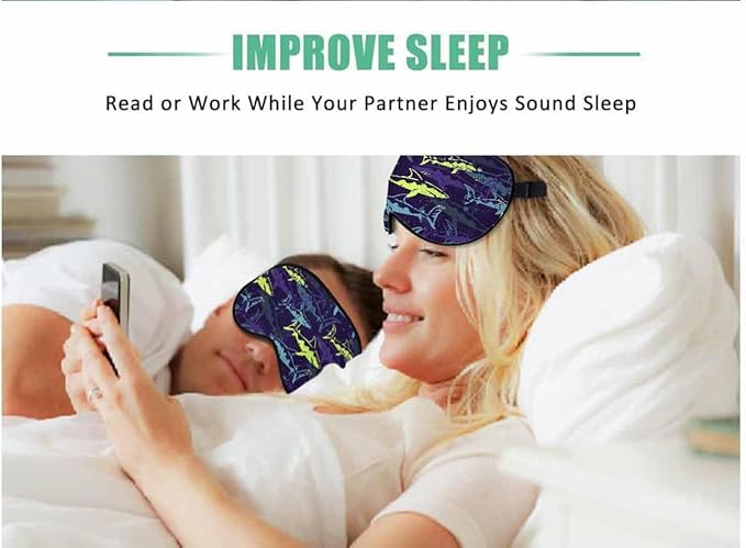 Creative Sharks Sleep Eye Mask Abstract Underwater Colorful Bright Men Women Sleep Mask with Adjustable Strap Eye Cover Eye Shade for Travel, Nap,Meditation - Bloomnest
