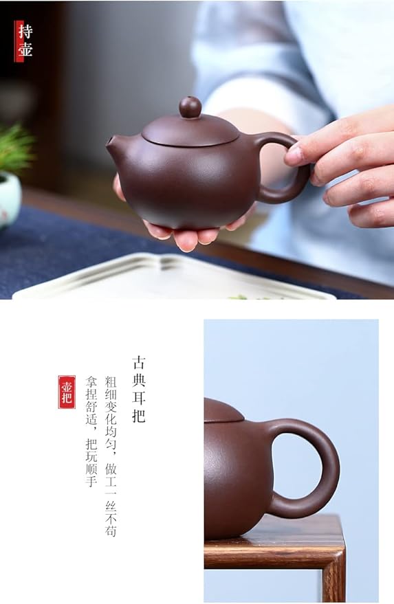 Xishi Teapot 7oz Chinese Zisha Clay Pot Ceramics Purple Sand Mud Kungfu Tea Set (purple 9 hole filter) - Bloomnest