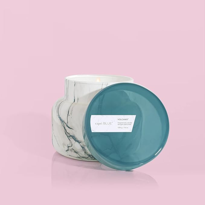 Capri Blue - Modern Marble Jar Candles - Luxury Candle for Home Scented - Soy Candle Blend - Long Lasting Candles - Volcano Scented (19 oz) - Bloomnest