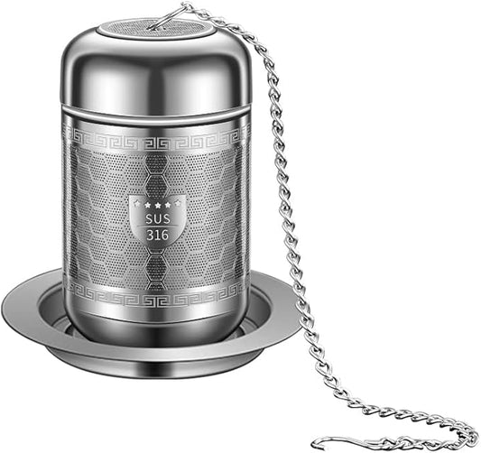 316 Stainless Steel Tea Strainers for Loose Tea with Drip Trays, Extra Fine Mesh Tea Infuser, Loose Leaf Tea Steeper (1 Pack - Small) - Bloomnest