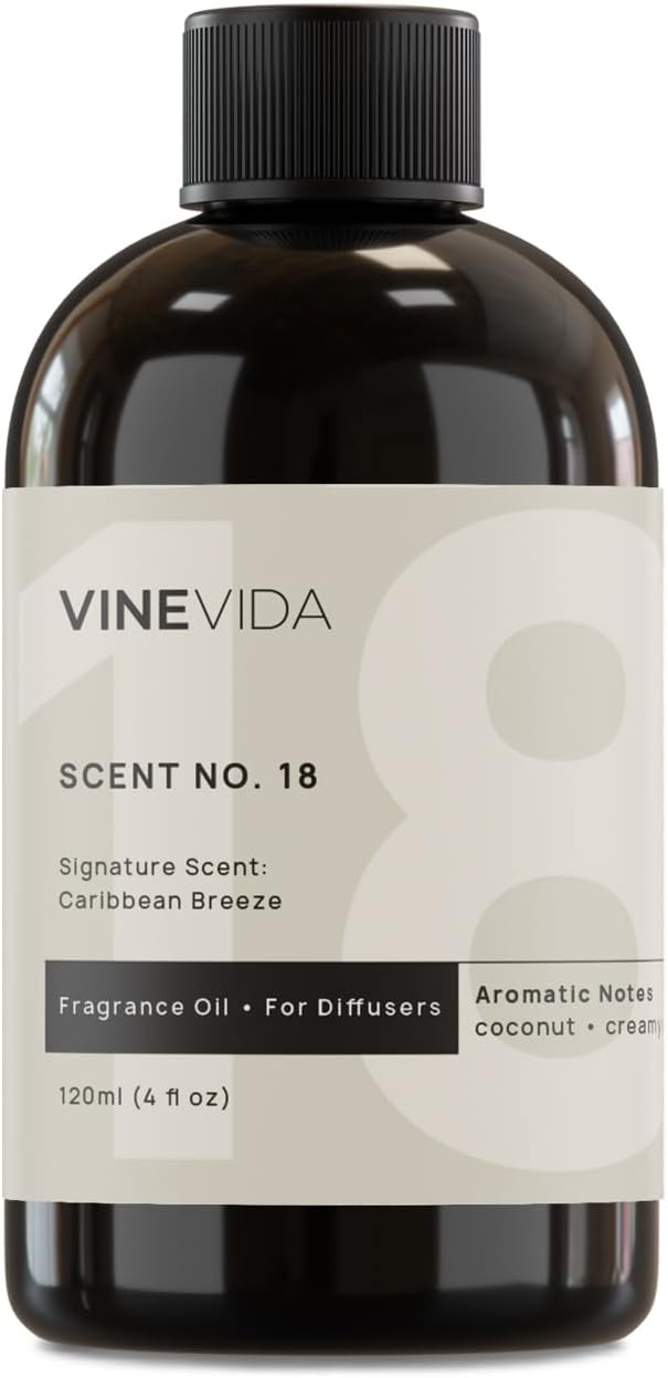 VINEVIDA Caribbean Breeze Fragrance Oil for Cold Air Diffusers - (4 Fl Oz) - Essential Oils for Diffuser Oil Refill & Air Freshener Room Spray