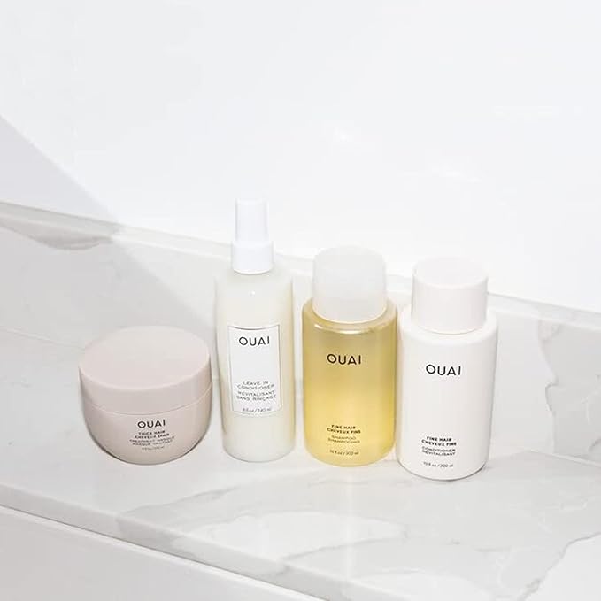 OUAI Fine Shampoo and Conditioner Set - Sulfate Free Shampoo and Conditioner for Women & Men - Made with Keratin, Marshmallow Root, Shea Butter & Avocado Oil - Free of Parabens & Phthalates (10 Fl Oz) - Bloomnest