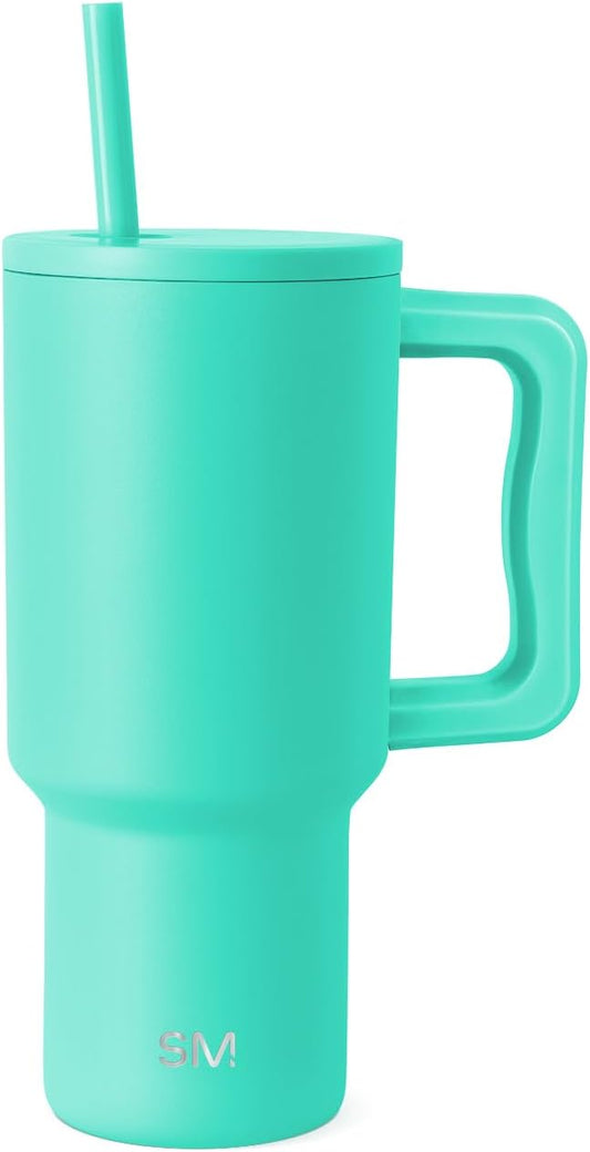 Simple Modern 30 oz Trek Tumbler with Handle and Straw Lid | Cup Holder Friendly Insulated Stainless Steel Travel Mug | Tropical Wave SimpleModern