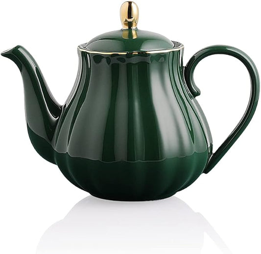 Sweejar Royal Teapot, Ceramic Tea Pot with Removable Stainless Steel Infuser, Blooming & Loose Leaf Teapot - 28 Ounce(Jade) - Bloomnest