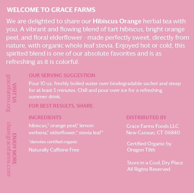 Grace Farms HIBISCUS ORANGE Herbal Tea (16 Pyramid Sachets) | Naturally Sweet, Reviving and Caffeine Free | Organic, Fair Trade and Kosher Certified | Delicious Iced Tea | Gives Back 100% of Profits - Bloomnest