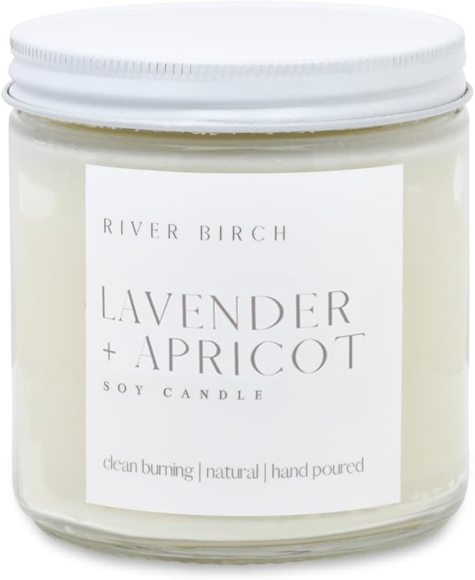 River Birch Candles Lavender + Apricot Scented Candle | Premium, All-Natural, Non-Toxic, Soy Wax | 16oz 90 Hr Burn Time | Cozy Relaxing Gifts for Home - Bloomnest