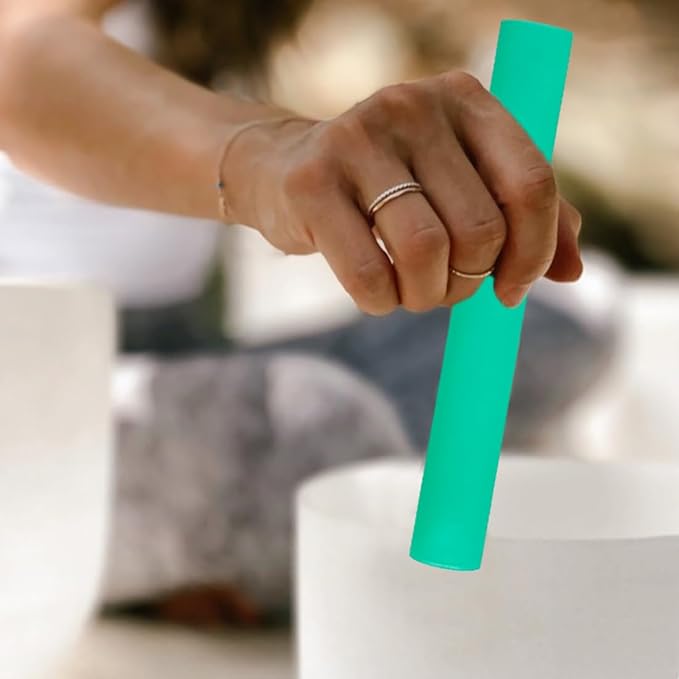 4 Pcs Singing Bowl Mallet Set Includes Solid and Hollow Acrylic Silicone Rubber Striker Mallet for Playing Quartz Crystal Singing Bowls with Bundle Pocket(WhiteGreen) - Bloomnest