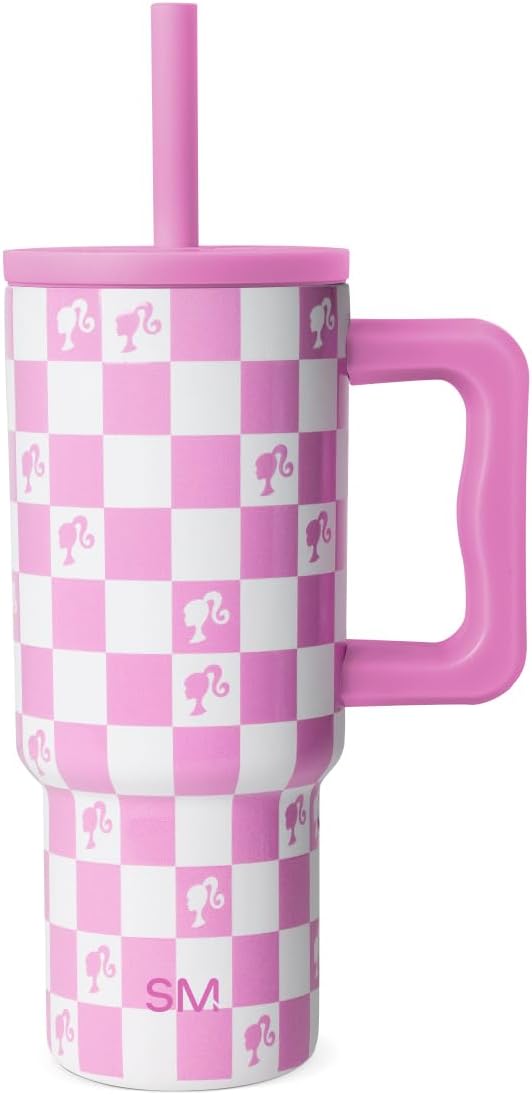 Simple Modern Barbie Kids 24 oz Tumbler with Handle and Silicone Straw Lid | Spill Proof Leak Resistant | Reusable Stainless Steel Bottle | Gift Kids Boys Girls | Trek Collection | Barbie Checkmate - Bloomnest