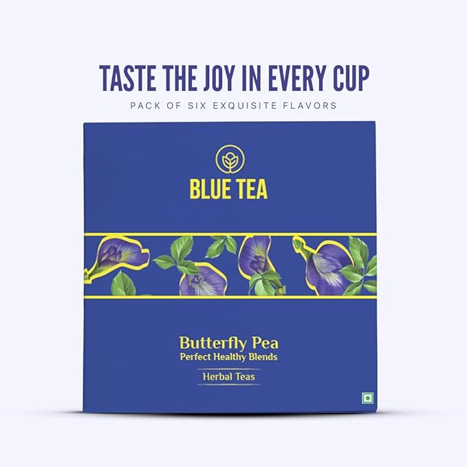 BLUE TEA - Butterfly Pea Flower Tea Gift Set (6 Flavors, 30 Count - Plant Based) | FLORAL FLAVOR | Caffeine Free - Non-Bitter - Herbal Tea - Variety pack - Flower Based | Gifts for Him and Her - Bloomnest