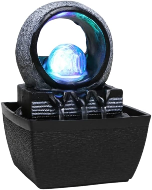 Gdrasuya10 Water Garden Zen Fountain with LED Light, Fountain Fengshui Indoor Decoration, USB Interface for Home and Office Indoor Spaces Decor