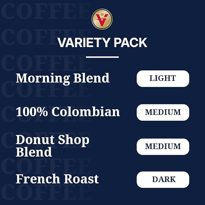 Victor Allen's Coffee Variety Pack (Morning Blend, 100% Colombian, Donut Shop Blend, and French Roast), 96 Count, Single Serve Coffee Pods for Keurig K-Cup Brewers - Bloomnest
