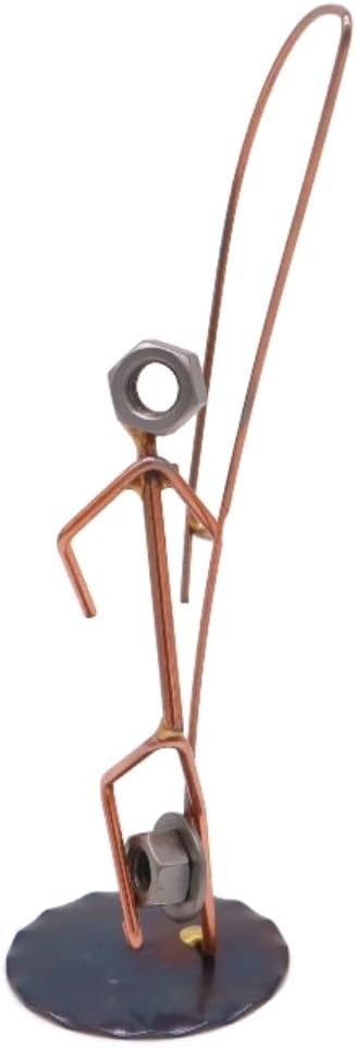 Hooked Hat Fisherman Collectible Handmade Metal Art Figurine, Desk Accessories, Trophy, Boss Gift, Office Décor, Outdoor Sports, Fishing - Bloomnest