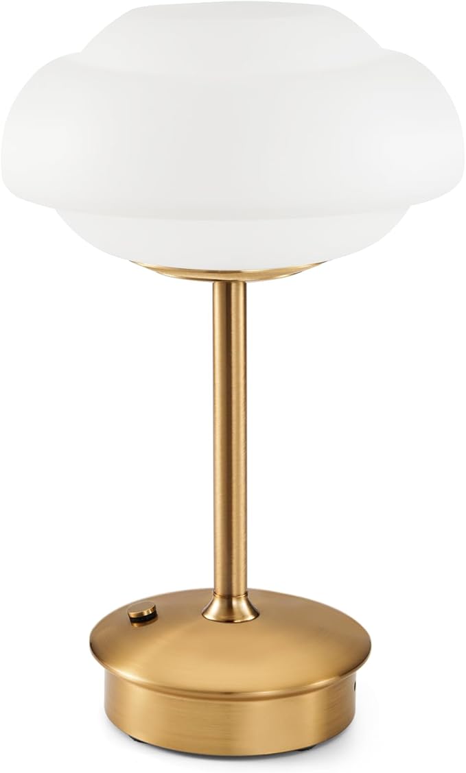 9" Mini Cordless Table Lamp with Cloud-Shaped, Small Rechargeable Battery Operated Lamps, 3-Way Touch Dimmer, Portable Brass Bedside Night Light for Restaurant Dining Kitchen Bathroom Patio Side Table - Bloomnest