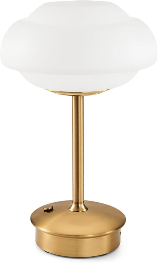 9" Mini Cordless Table Lamp with Cloud-Shaped, Small Rechargeable Battery Operated Lamps, 3-Way Touch Dimmer, Portable Brass Bedside Night Light for Restaurant Dining Kitchen Bathroom Patio Side Table - Bloomnest