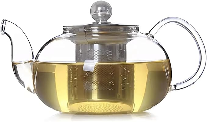20oz (600ml) Clear Glass Tea Pot Set with Infuser – High Borosilicate Stovetop Teapot for Loose Leaf Tea, Herbal Infusions, and Blooming Teas – Durable, Heat-Resistant Tea Maker with Handle - Bloomnest