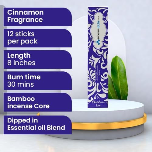 Incensesticks Christmas Incense 8"" 12 Sticks - Aromatologia Incense Sticks - Pack of 2 - Bloomnest
