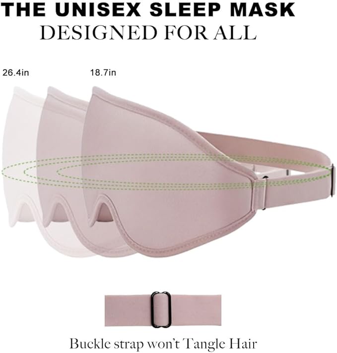 3D Contoured Sleep Eye mask Side Sleeper Men Women Zero Eye Pressure high Density Memory Foam Soft Breathable Light Blocking Night Blindfold Travel Yoga Napping Pink - Bloomnest