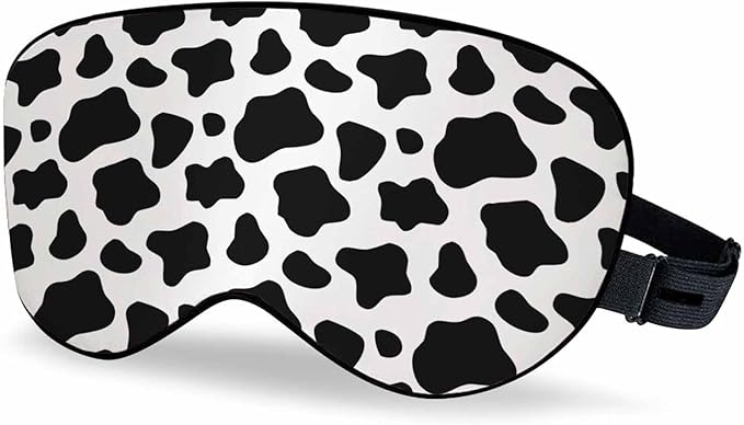 Black White Cow Sleep Eye Mask Skin Fur Spotted Men Women Sleep Mask with Adjustable Strap Eye Cover Eye Shade for Travel, Nap,Meditation - Bloomnest