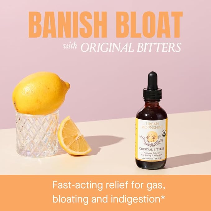 Urban Moonshine Original Digestive Bitters - Debloat - Gut Health - Appetite Regulation - Digestive Support - Certified Organic - Dandelion Root - Burdock Root - 2 Fl Oz - Bloomnest
